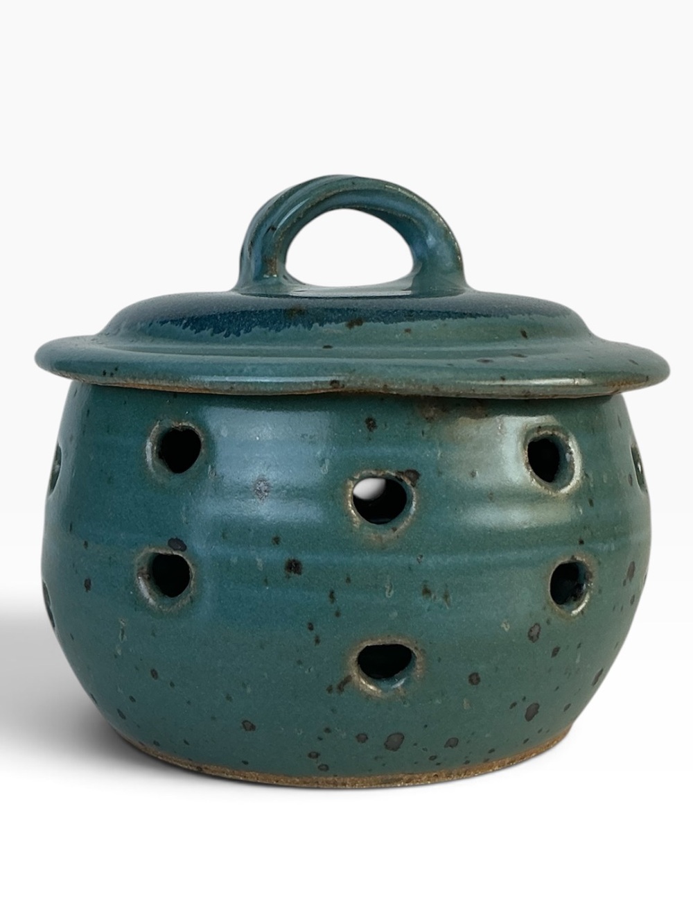 Studio Pottery Garlic Keeper Blue Artist Signed